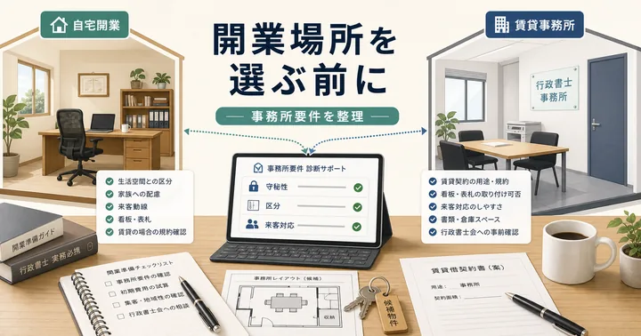 自宅開業か賃貸事務所か。行政書士が開業場所を選ぶ前に確認したいこと
